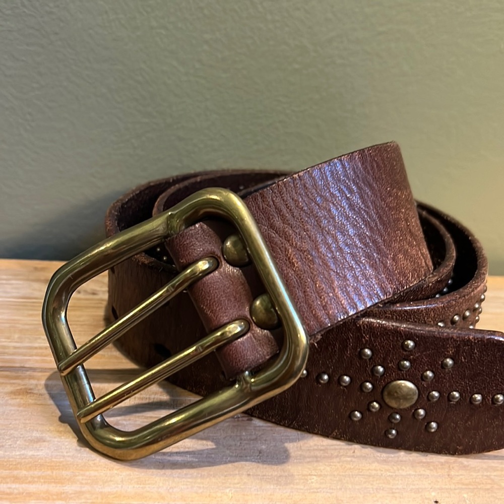 Womens studded leather belt